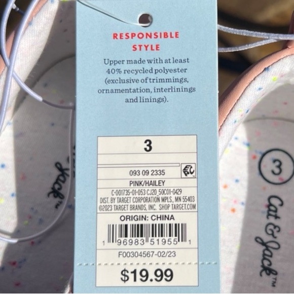 CAT & JACK PINK HAILEY GIRLS SHOE SIZE 3 - Picture 8 of 8